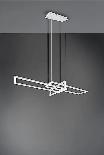 TRIO ▫️ Candeeiro suspenso, Salinas, incl. 1 x LED, SMD, 34,0 Watt, 4000 K, 4400 Lm. Corpo: metal, tapete branco; A: 110,0 cm, L: 40,0 cm, A: 150,0 cm; Regulável através de interruptor; IP20; 4000 K; 2