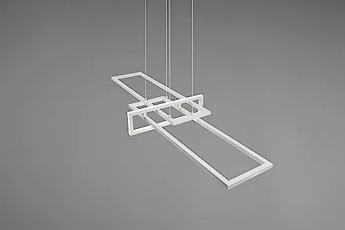 TRIO ▫️ Candeeiro suspenso, Salinas, incl. 1 x LED, SMD, 34,0 Watt, 4000 K, 4400 Lm. Corpo: metal, tapete branco; A: 110,0 cm, L: 40,0 cm, A: 150,0 cm; Regulável através de interruptor; IP20; 4000 K; 3