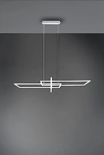 TRIO ▫️ Candeeiro suspenso, Salinas, incl. 1 x LED, SMD, 34,0 Watt, 4000 K, 4400 Lm. Corpo: metal, tapete branco; A: 110,0 cm, L: 40,0 cm, A: 150,0 cm; Regulável através de interruptor; IP20; 4000 K; 4