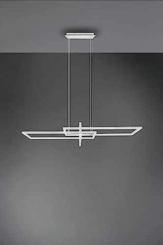 TRIO ▫️ Candeeiro suspenso, Salinas, incl. 1 x LED, SMD, 34,0 Watt, 4000 K, 4400 Lm. Corpo: metal, tapete branco; A: 110,0 cm, L: 40,0 cm, A: 150,0 cm; Regulável através de interruptor; IP20; 4000 K; 7