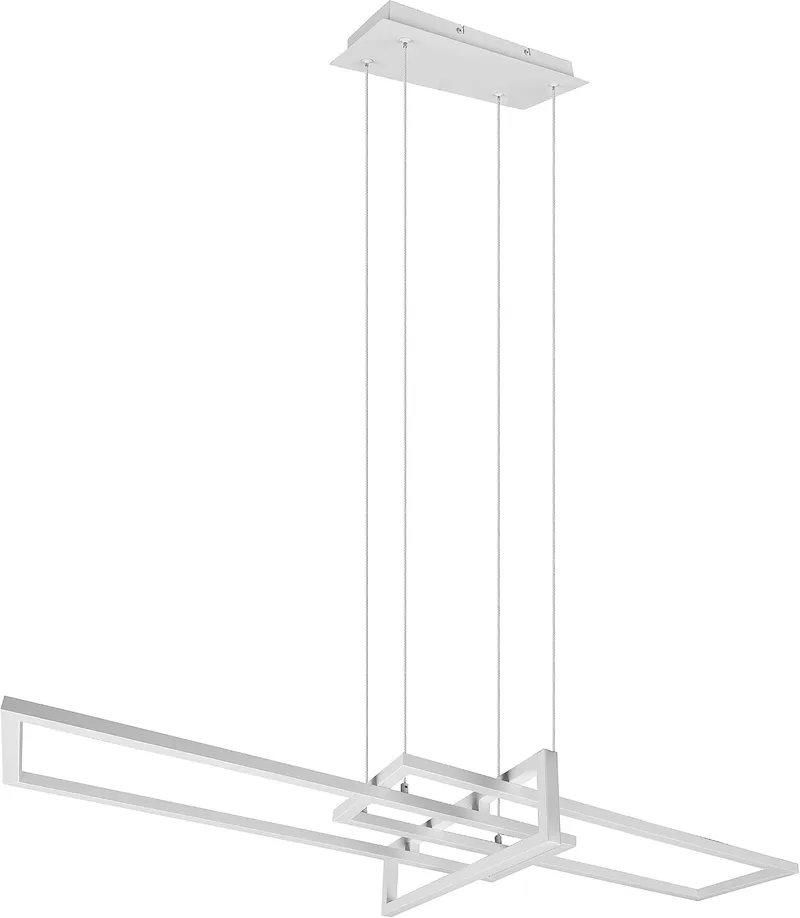 TRIO ▫️ Candeeiro suspenso, Salinas, incl. 1 x LED, SMD, 34,0 Watt, 4000 K, 4400 Lm. Corpo: metal, tapete branco; A: 110,0 cm, L: 40,0 cm, A: 150,0 cm; Regulável através de interruptor; IP20; 4000 K;
