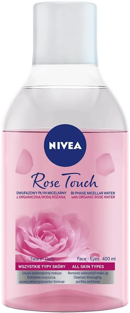 NIVEA ▫️ Rose Touch - Líquido micelar bifásico com água de rosas para todos os tipos de pele, 400 ml