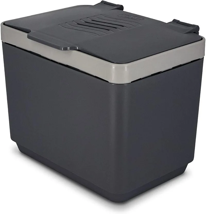 Glad ▫️ Kitchen Compost Bin, 1,5 galões, contentor de plástico com cesto interior amovível, suporte para armazenamento de sacos e filtros de carbono que bloqueiam o odor, cor cinzenta