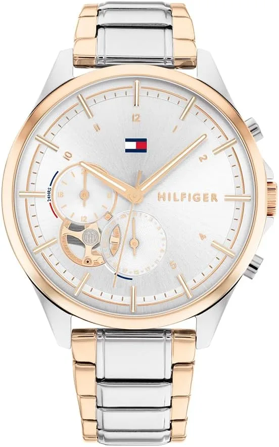 Relógio analógico de quartzo multifunções Tommy Hilfiger para mulher com bracelete em aço inoxidável