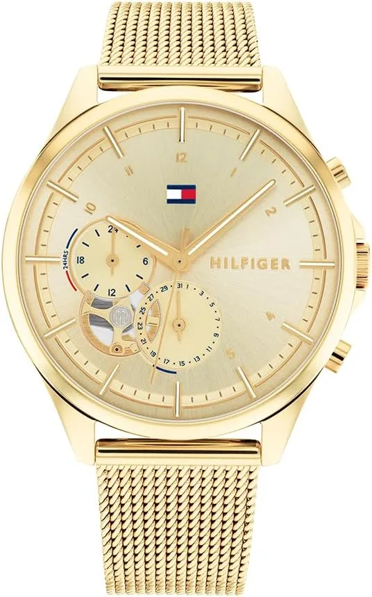 Relógio analógico de quartzo multifunções Tommy Hilfiger para mulher com bracelete em aço inoxidável