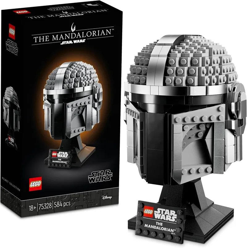 Capacete Mandaloriano LEGO Star Wars, Modelo de Construção Colecionável, Decoração de Casa e Escritório, Prenda para Homens, Mulheres e Fãs 75328