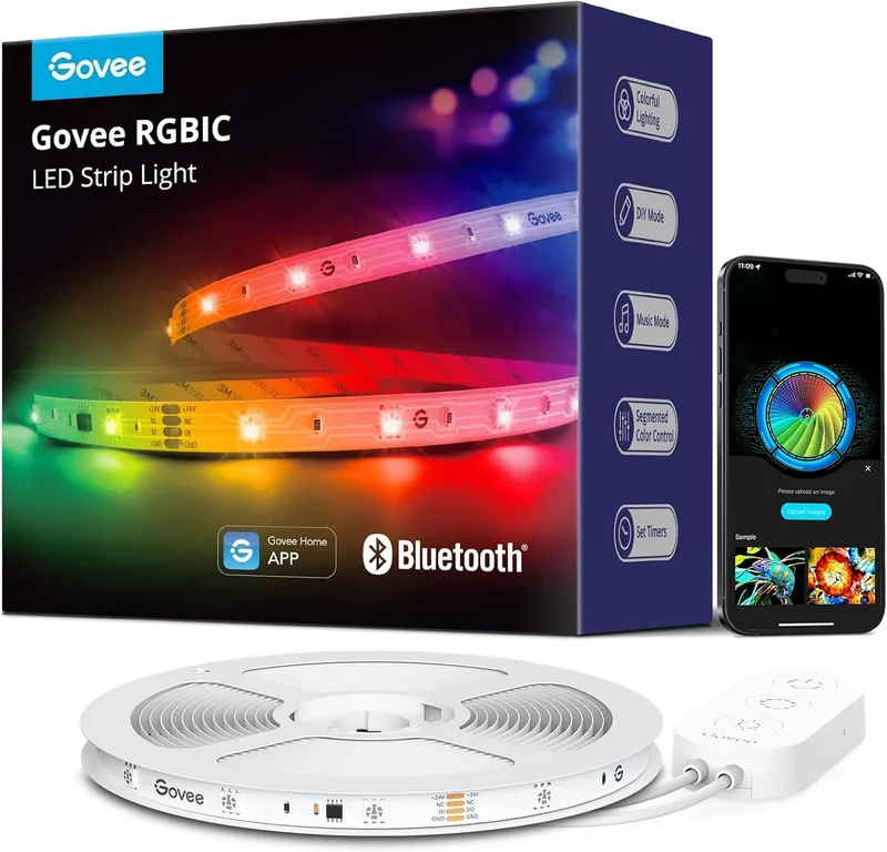 Govee ▫️ Fita LED de 5 m, Luzes LED RGBIC com controlo por segmentos, sincronização com música