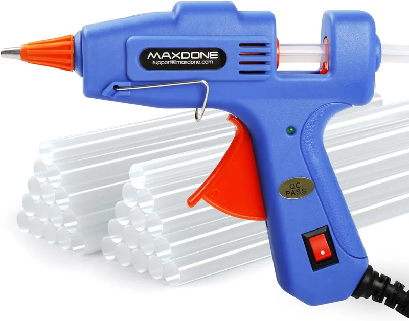 MAXDONE ▫️ Mini-pistola de silicone quente de 20 W | Inclui 30 barras de silicone para trabalhos manuais, com 7 x 130 mm, ideal para trabalhos manuais, bricolage e reparações