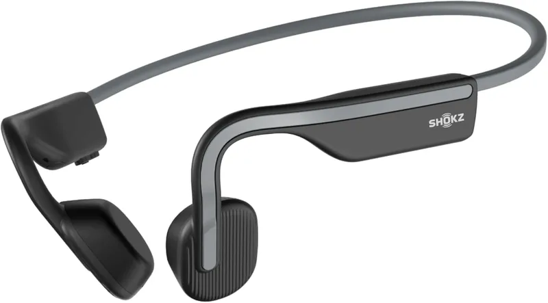 SHOKZ ▫️ OpenMove Bone Conduction Headphones,Auscultadores desportivos sem fios de ouvido aberto com Bluetooth e microfone, à prova de água IP55 para corrida e exercício, bateria de 6h, com autocolantes, cinzento