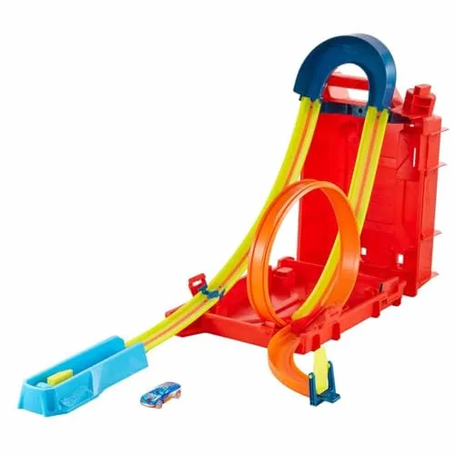 Hot Wheels ▫️ Conjunto de brinquedos Unlimited Fuel Can Stunt Box e carro 4