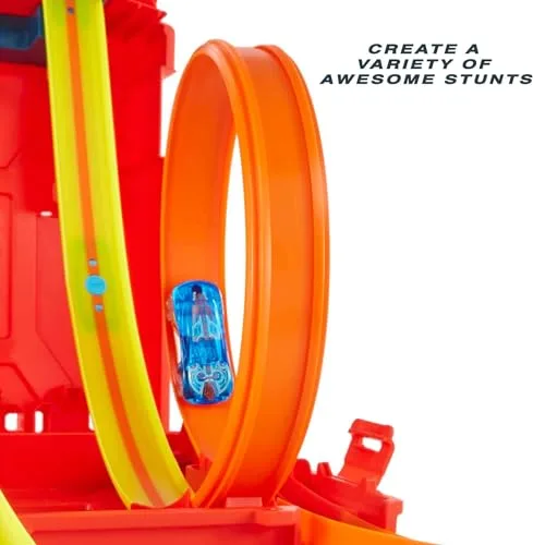 Hot Wheels ▫️ Conjunto de brinquedos Unlimited Fuel Can Stunt Box e carro 5