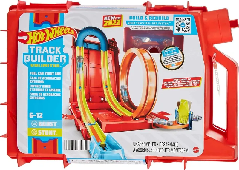Hot Wheels ▫️ Conjunto de brinquedos Unlimited Fuel Can Stunt Box e carro