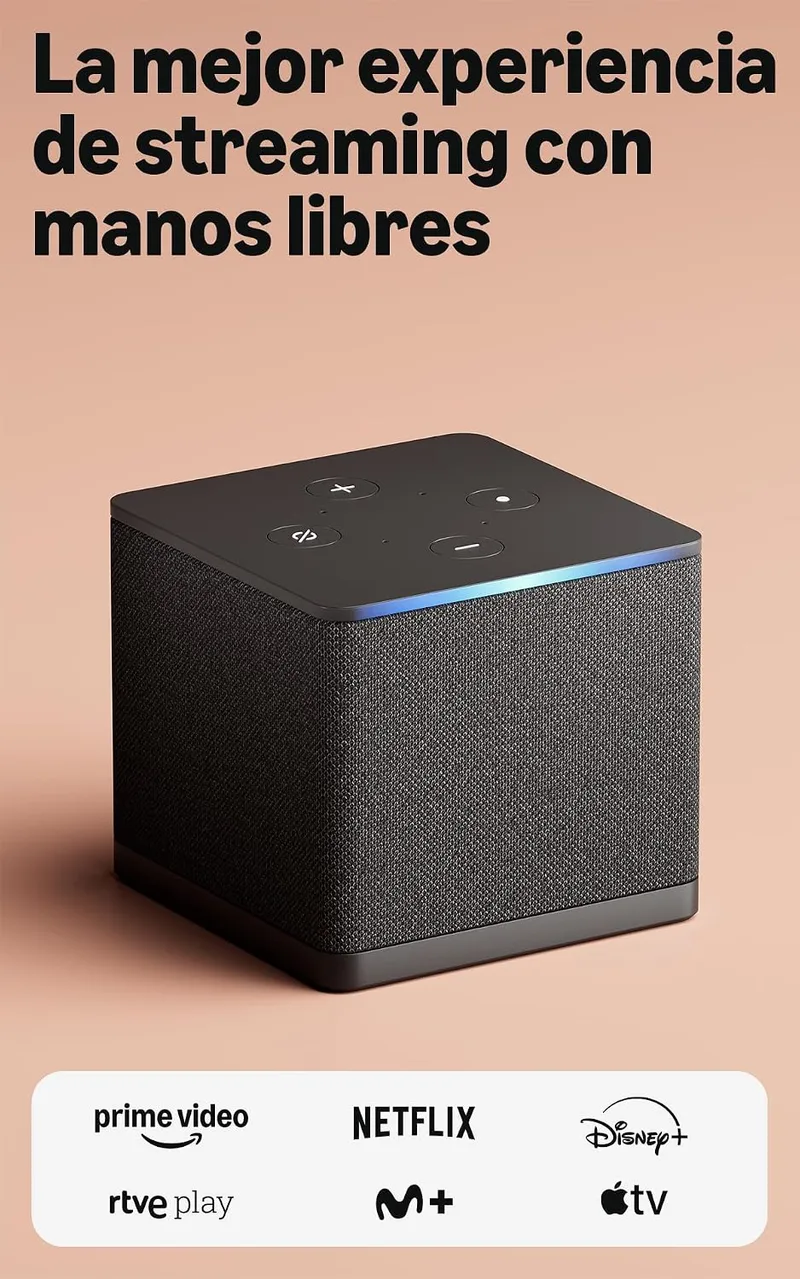 Amazon ▫️ Fire TV Cube (última geração) | Leitor multimédia de streaming com controlo por voz através da Alexa, Wi-Fi 6E e Ultra HD 4K; encontra séries mais rapidamente com o Alexa+