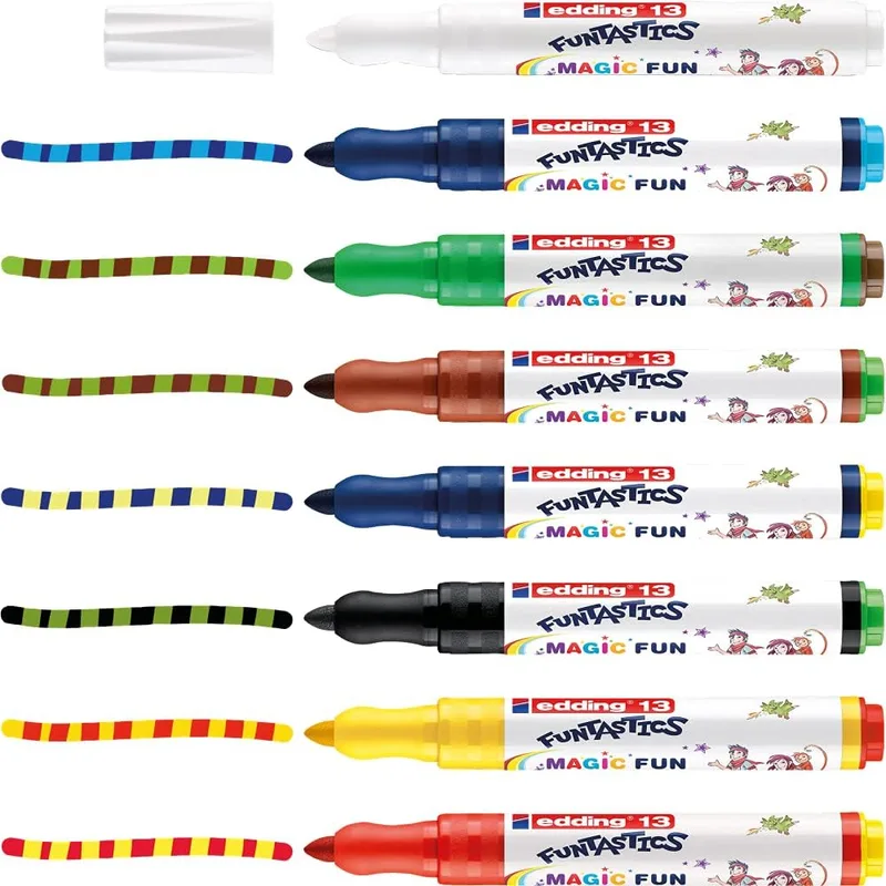 Edding ▫️ 13 marcador Funtastics Magic - cores - 8 marcadores - ponta redonda de 2-4 mm - marcadores infantis coloridos que mudam de cor como por magia, ideias de presentes para meninos e meninas