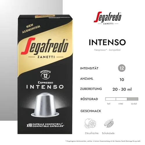 Segafredo ▫️ Zanetti 100 Cápsulas de alumínio compatíveis com Nespresso Café Intenso, com sabor completo e persistente (10 caixas de 10 cápsulas) - Adequadas para máquinas Nespresso Original 3
