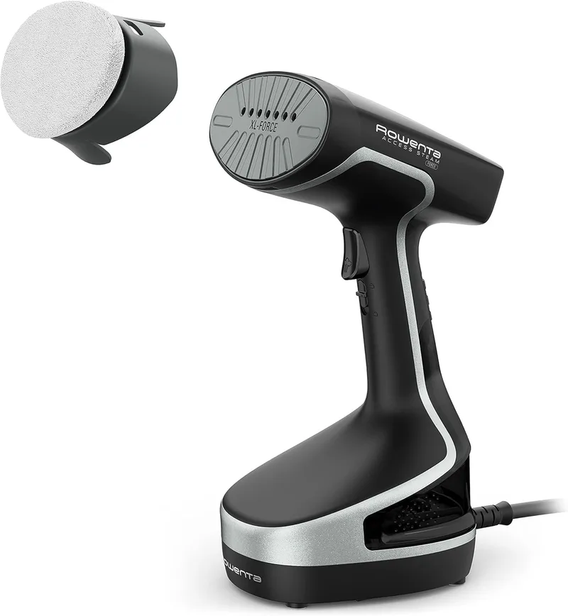 Rowenta ▫️ Steam Force, Escova de vapor 2000 W, Vapor contínuo 30 g/min, Jato de vapor 90 g/min, Aquecimento rápido, Higieniza e desinfecta, 2 regulações de vapor, Preto/Prata, DR8250