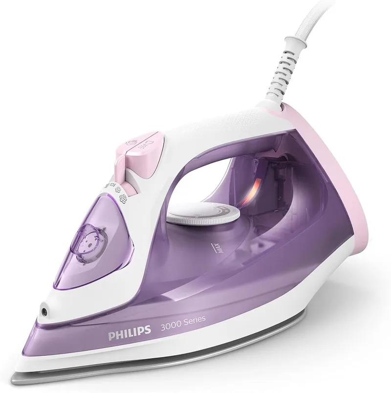 PHILIPS ▫️ 3000 Ferro a Vapor, potência de 2000 W, depósito de 300 ml, cor malva