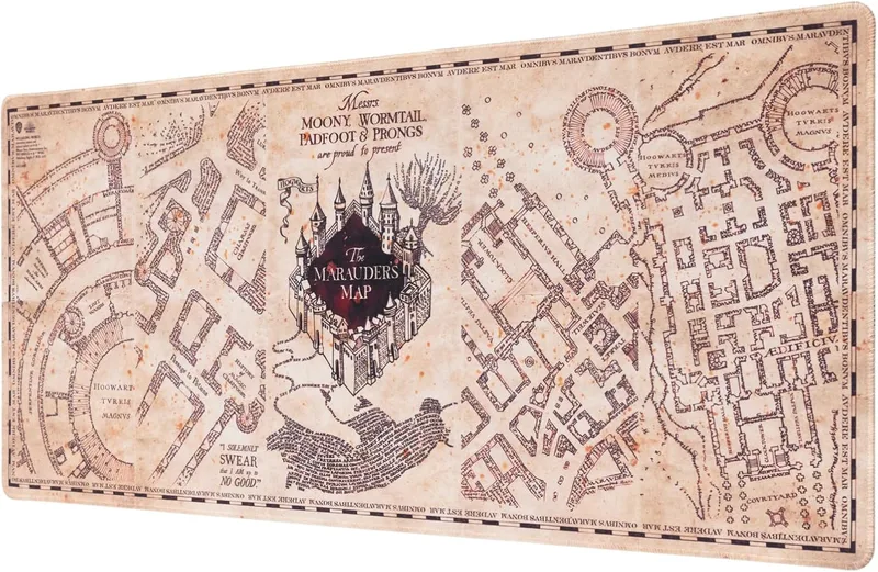 Grupo Erik ▫️ Tapete de rato Harry Potter XXL Mapa do Maroto de Harry Potter - Tapete de rato Harry Potter Tapete de secretária Presentes de merchandising (Tapete de rato) Protetor de secretária: Impermeável e antiderrapante (80X35 cm)