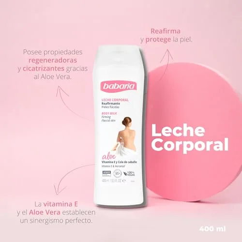 Babaria ▫️ Creme Reafirmante Corporal | Creme Hidratante Corporal e Reafirmante | Leite Corporal para Peles Sensíveis | Aloé Vera e Vitamina E | Absorção Rápida - 400 ml 2