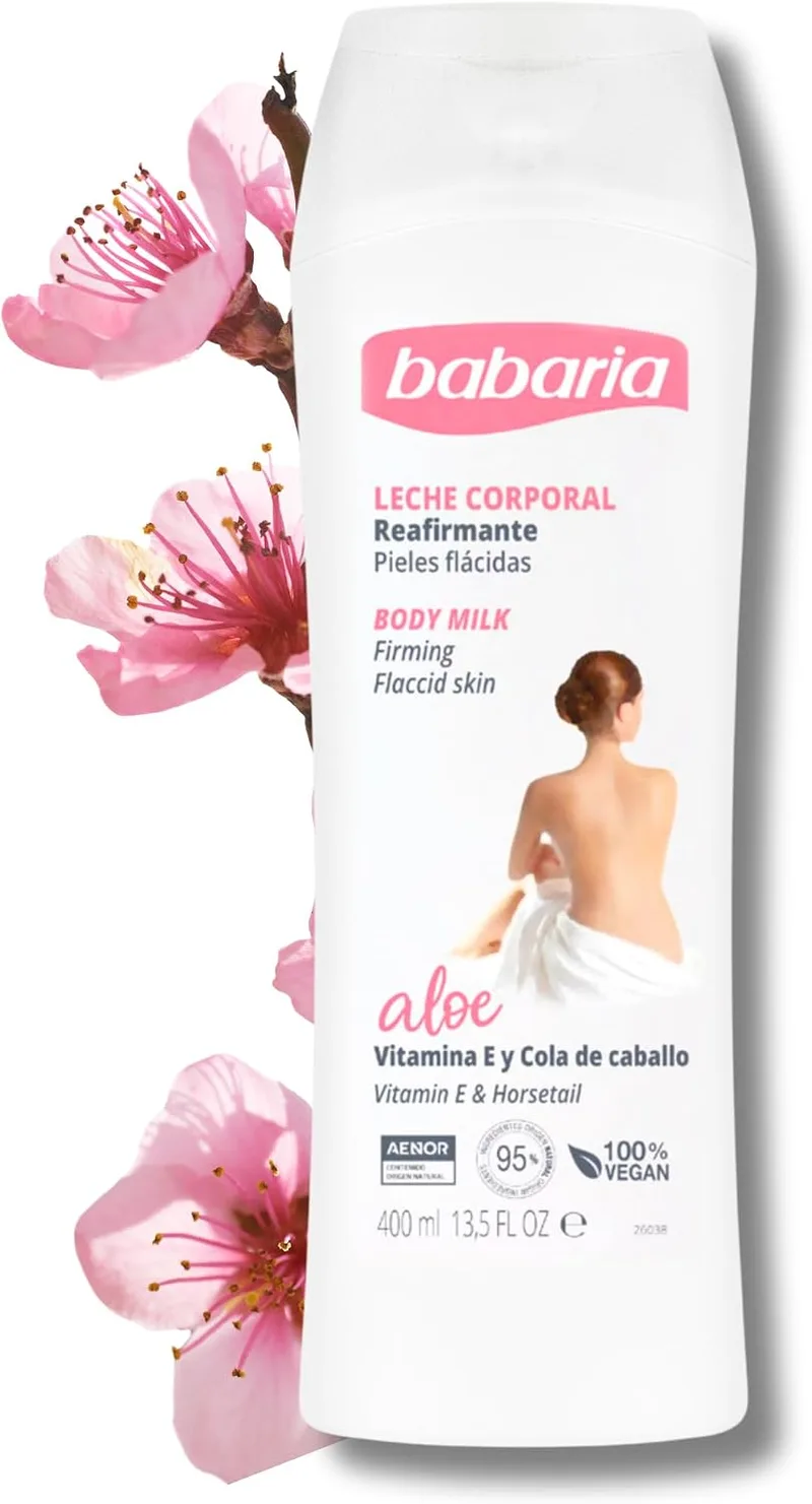 Babaria ▫️ Creme Reafirmante para o Corpo | Creme Hidratante e Reafirmante para o Corpo | Leite Corporal para Peles Sensíveis | Aloé Vera e Vitamina E | Absorção Rápida - 400 ml