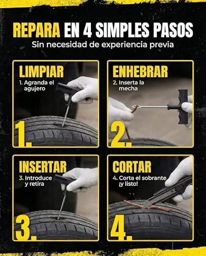 NOOGUI ▫️ Kit Antifuros para Automóvel, 15 tubos de enchimento, 2 ferramentas em T, luvas e x-ato 5