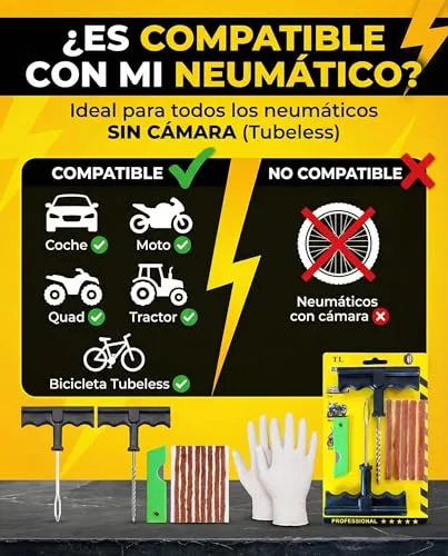 NOOGUI ▫️ Kit Antifuros para Automóvel, 15 tubos de enchimento, 2 ferramentas em T, luvas e x-ato 6