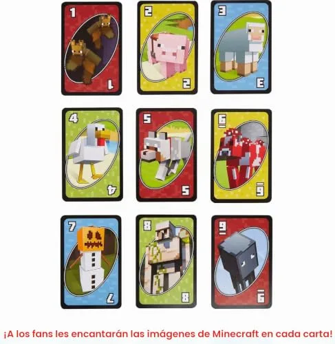Mattel Games ▫️ UNO Minecraft Jogo de Cartas com Caixa de Lata, 7+ 3