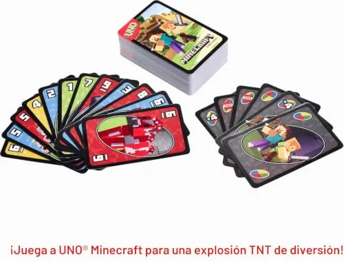 Mattel Games ▫️ UNO Minecraft Jogo de Cartas com Caixa de Lata, 7+ 4