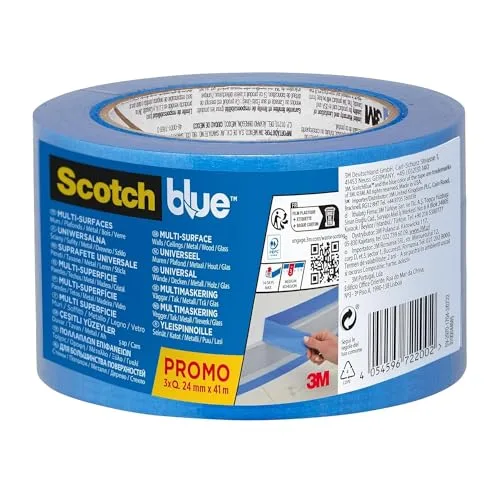 ScotchBlue ▫️ Fita de máscara multissuperfície 3 rolos (24 mm x 41 m) Fita azul Scotch para pintura e decoração, interior e exterior, 100% PEFC 2