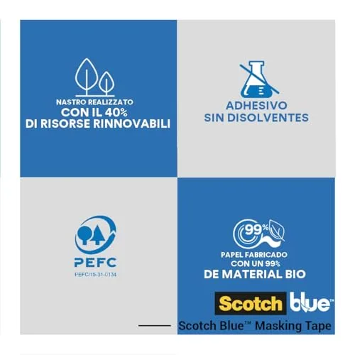 ScotchBlue ▫️ Fita de máscara multissuperfície 3 rolos (24 mm x 41 m) Fita azul Scotch para pintura e decoração, interior e exterior, 100% PEFC 6