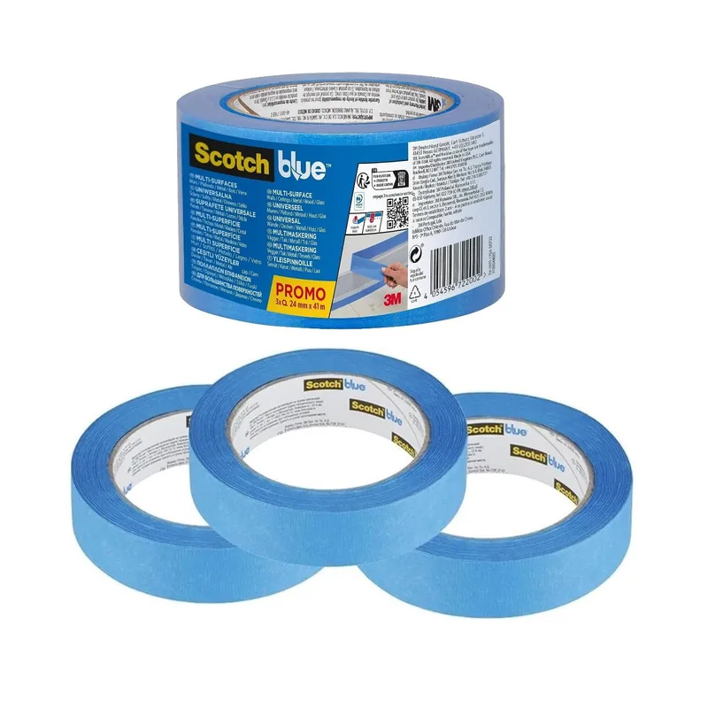 ScotchBlue ▫️ Fita de máscara multissuperfície 3 rolos (24 mm x 41 m) Fita azul Scotch para pintura e decoração, interior e exterior, 100% PEFC