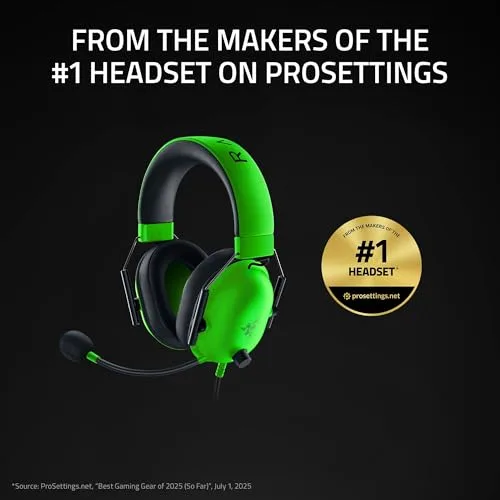 Auscultadores para jogos Razer BlackShark V2 X: Som envolvente 7.1, drivers de 50 mm, almofadas de espuma viscoelástica, para PC, PS4, PS5, Switch, Xbox One, conector de áudio de 3,5 mm, cor 2