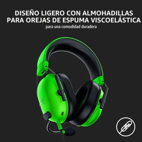 Auscultadores para jogos Razer BlackShark V2 X: Som envolvente 7.1, drivers de 50 mm, almofadas de espuma viscoelástica, para PC, PS4, PS5, Switch, Xbox One, conector de áudio de 3,5 mm, cor 6