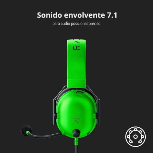 Auscultadores para jogos Razer BlackShark V2 X: Som envolvente 7.1, drivers de 50 mm, almofadas de espuma viscoelástica, para PC, PS4, PS5, Switch, Xbox One, conector de áudio de 3,5 mm, cor 7