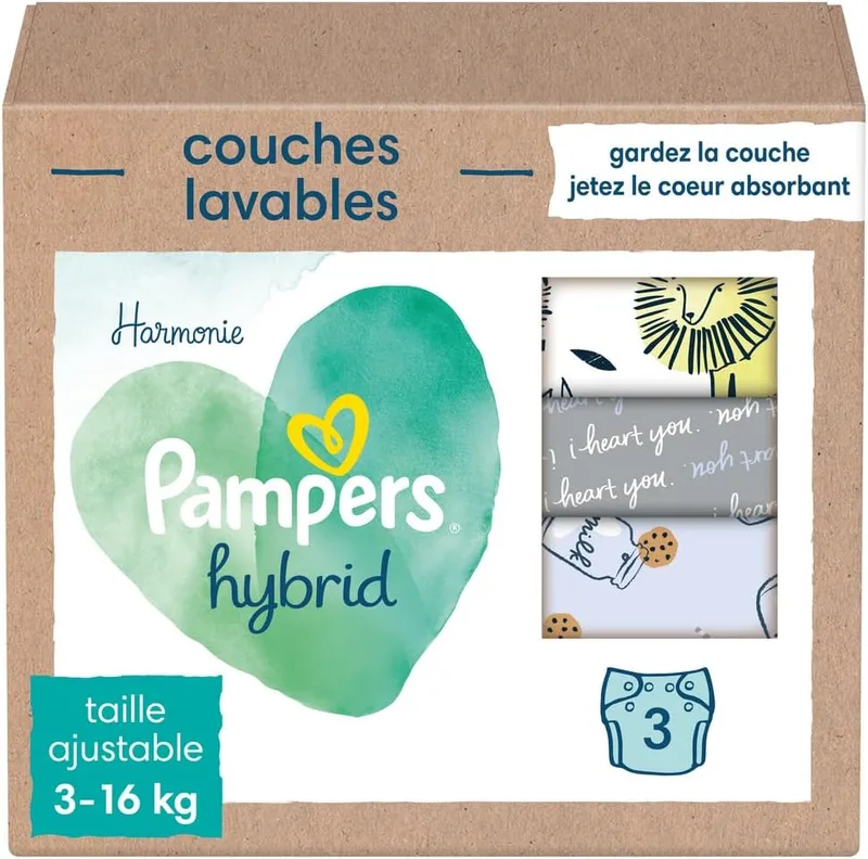 Pampers ▫️ Fraldas laváveis Harmony Hybrid para bebés, embalagem de 3 fraldas laváveis - 1 unidade