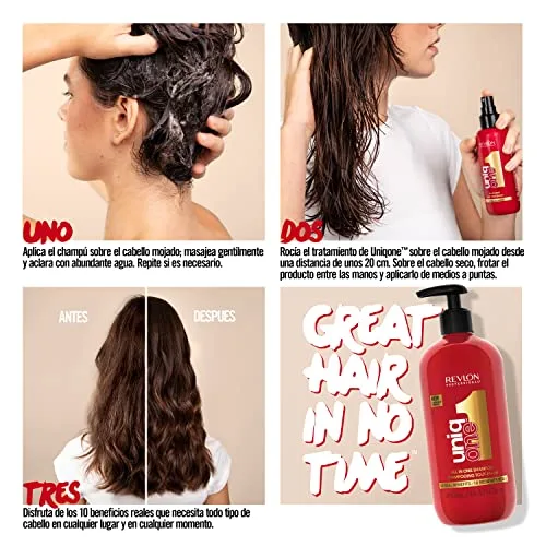 REVLON PROFESSIONAL ▫️ UniqOne Champô e Condicionador 2 em 1, Tratamento Hidratante para o Cabelo, Repara o Cabelo Seco e Danificado, Desembaraçante e Controlo do Frizz, 490 ml 4