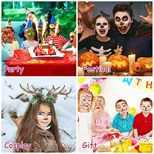 ACWOO ▫️ Tintas para o rosto, 28 cores, tintas faciais seguras e não tóxicas, lápis de maquilhagem, ideais para o Halloween, Natal, cosplay, festas e celebrações 6