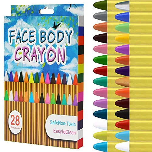 ACWOO ▫️ Tintas para o rosto, 28 cores, tintas faciais seguras e não tóxicas, lápis de maquilhagem, ideais para o Halloween, Natal, cosplay, festas e celebrações 7