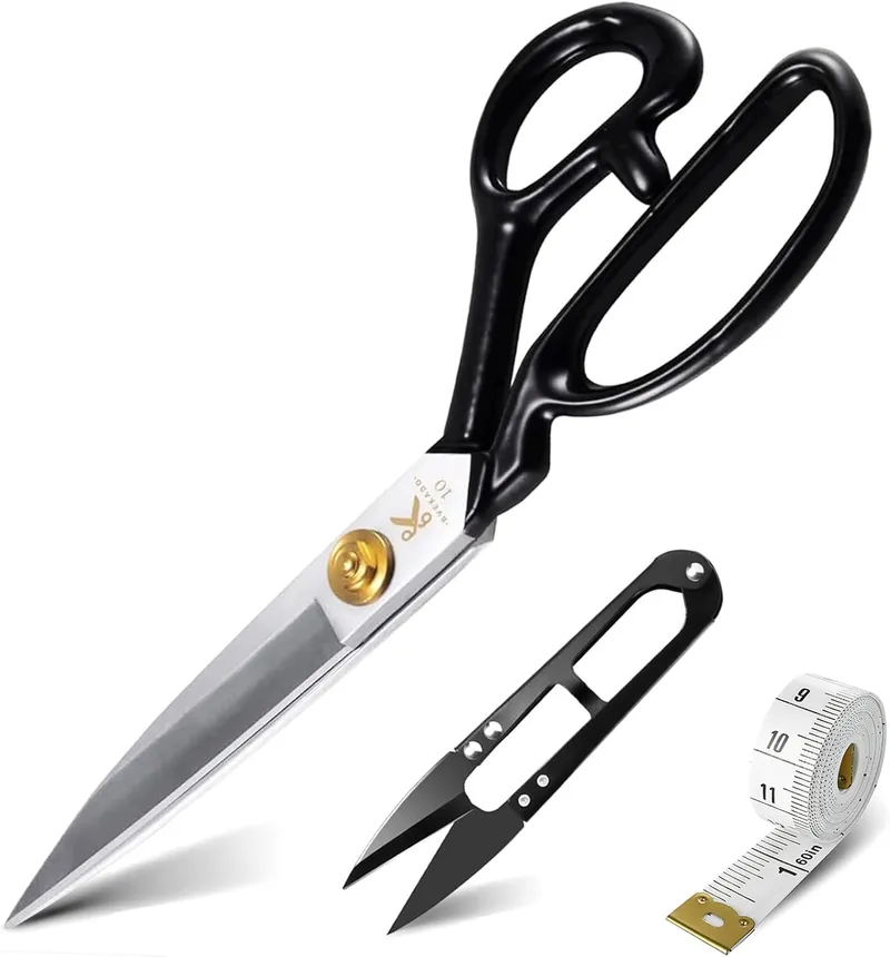 Homlynn ▫️ Tesoura para tecido para canhotos, 26,8 cm, acabamento galvanizado, aço de alto carbono, tesoura de alfaiate para cortar tecido, vestuário, couro, matérias-primas (branco)