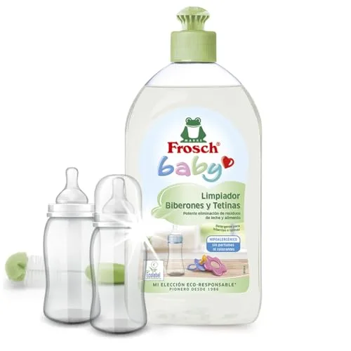FROSCH ▫️ Baby - Produto de limpeza para biberões e tetinas, elimina resíduos de leite e comida, produto hipoalergénico - não deixa resíduos - embalagem de 8 unidades de 500 ml 2