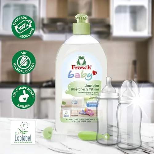 FROSCH ▫️ Baby - Produto de limpeza para biberões e tetinas, elimina resíduos de leite e comida, produto hipoalergénico - não deixa resíduos - embalagem de 8 unidades de 500 ml 4
