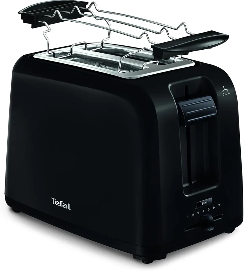Tefal ▫️ Torradeira Vita de 2 ranhuras com aquecedor de pães, elevação extra alta e 7 níveis de dourado, preto - TT1A2810