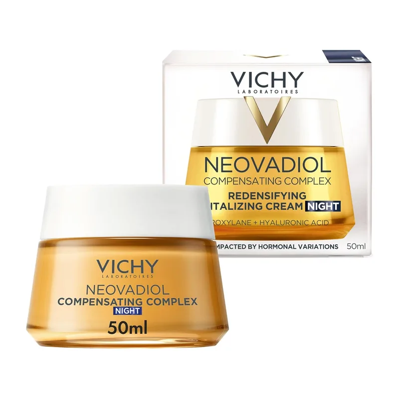 Creme de Noite Vichy Menopausa, Redensificante e Revitalizante, Enriquecido com Água Vulcânica de Vichy e Proxylane, Para Todos os Tipos de Pele, Neovadiol, 50 ml