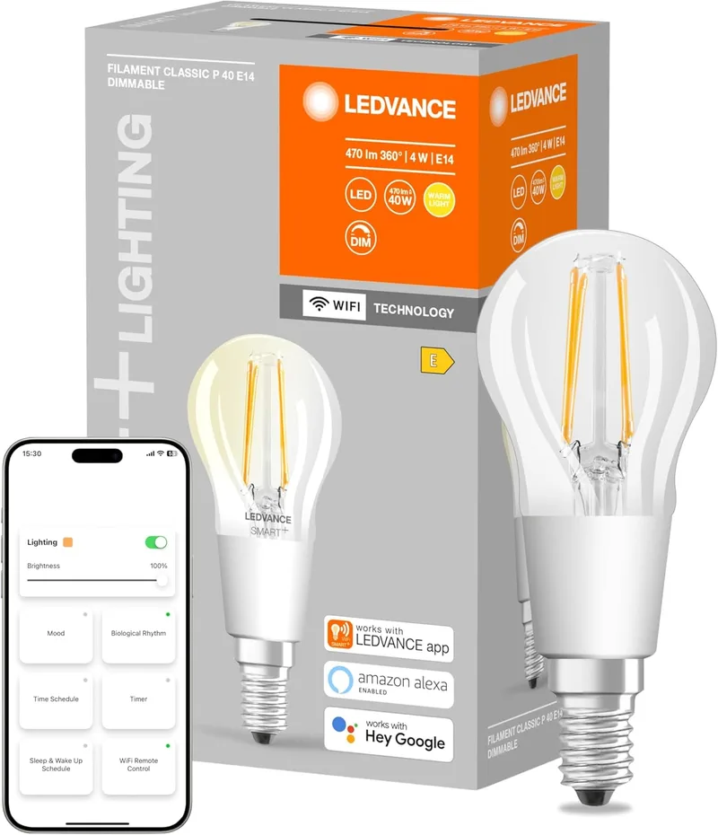 LEDVANCE ▫️ SMART WIFI P40D Lâmpada Inteligente com Tecnologia Wifi, Filamento, 1 Unidade