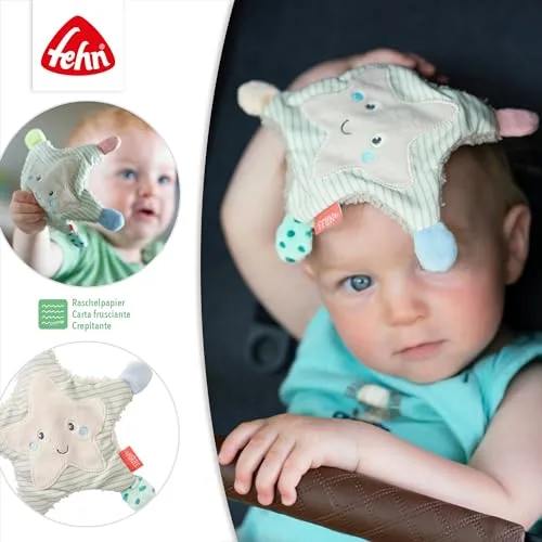 Fehn ▫️ estrela-do-mar crepitante - Brinquedo sonoro para agarrar, ouvir e produzir sons - estimula os sentidos e a motricidade do bebé - o companheiro ideal para bebés e crianças pequenas desde o nascimento 3
