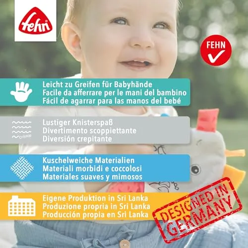 Fehn ▫️ estrela-do-mar crepitante - Brinquedo sonoro para agarrar, ouvir e produzir sons - estimula os sentidos e a motricidade do bebé - o companheiro ideal para bebés e crianças pequenas desde o nascimento 5