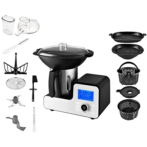 Venga! ▫️ Vá lá! Robô de cozinha multifuncional, tamanho compacto, 10 programas, com balança e livro de receitas, 1500 W, branco/preto, VG HA 3000 2