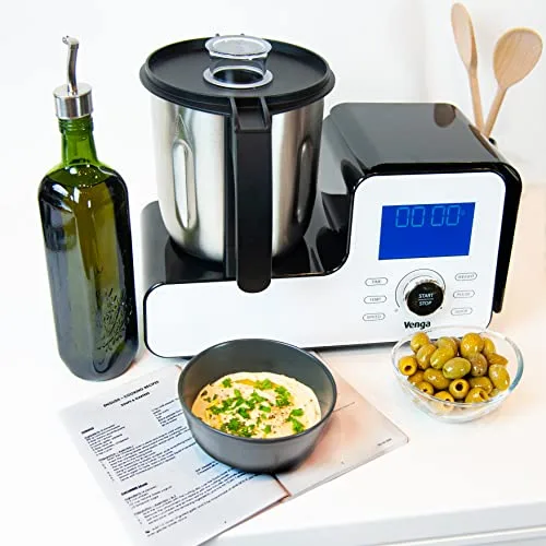 Venga! ▫️ Vá lá! Robô de cozinha multifuncional, tamanho compacto, 10 programas, com balança e livro de receitas, 1500 W, branco/preto, VG HA 3000 4