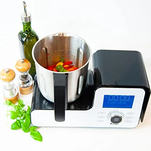 Venga! ▫️ Vá lá! Robô de cozinha multifuncional, tamanho compacto, 10 programas, com balança e livro de receitas, 1500 W, branco/preto, VG HA 3000 5