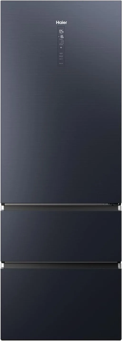 Haier ▫️ 3D 70 Series 7 HTW7720ENMB - Frigorífico combinado, Acesso direto às gavetas, Ligação WIFI, Motor Inverter, Gaveta para zona de humidade, Total No Frost, 483 L, Classe E, Preto, Largura: 70 cm, Altura: 200 cm
